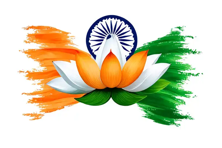 Indian Flag Intertwined With Us Flag Igy6 Centered With A Lotus Flower