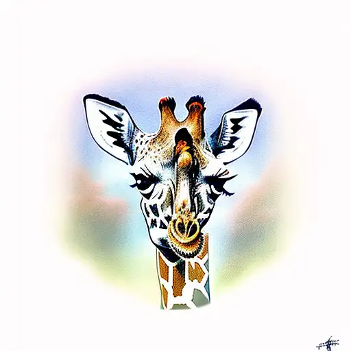 Giraffe In Front Of A Christian Cross