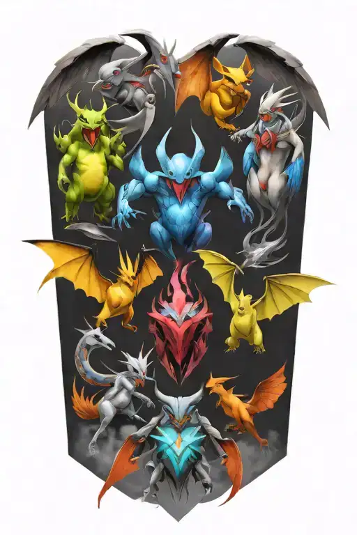 Pokemon And Mainline Video Game Characters Battling In The Form Of Heaven And Hell No Duplicating