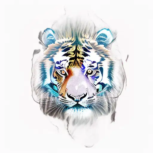 Spiritual Split Face Tiger And Lion