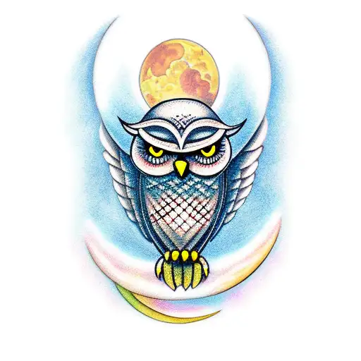 Owl With Moon
