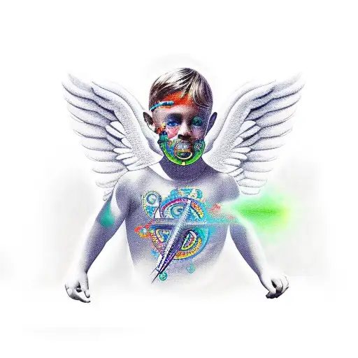 Arm Sleeve Of Angels And Christian Symbols