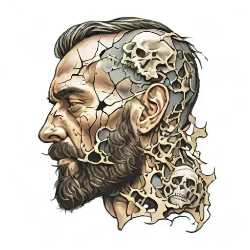 Portrait Of Bearded Man With Shattered Skull