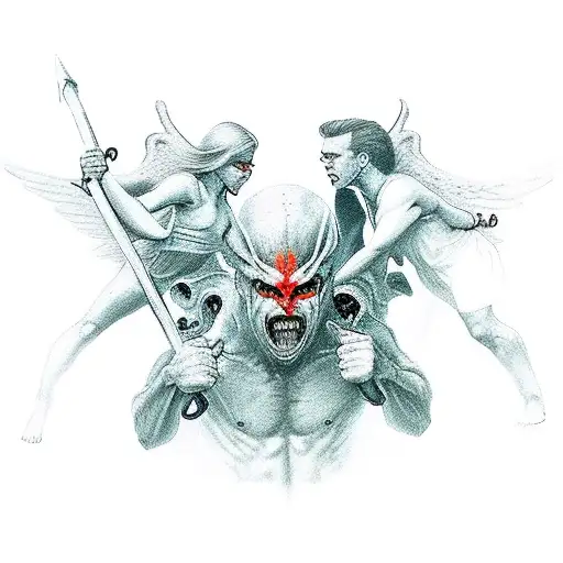 Arc Angel Michael Fighting A Horde Of Demons