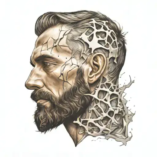 Portrait Of Bearded Man With Shattered Skull