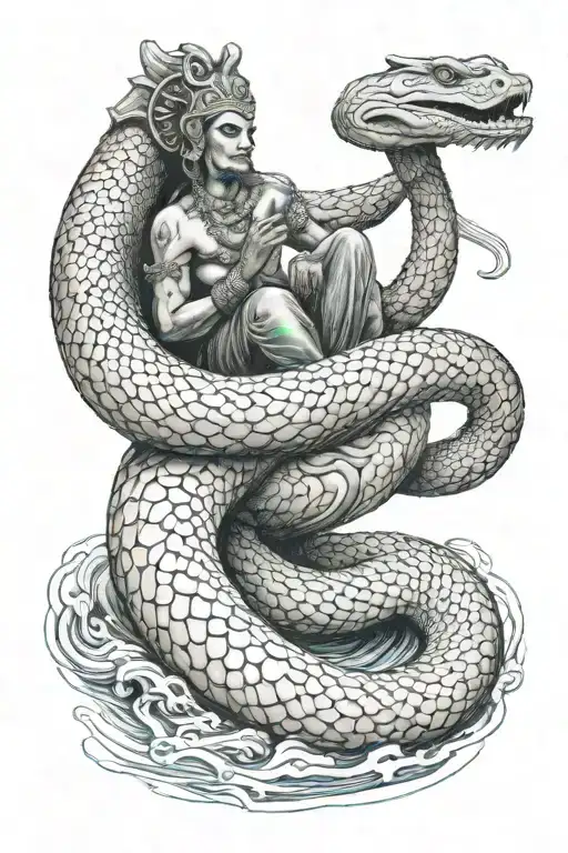 Vishnu Lying On Five Hooded Cobra On The Milky Ocean