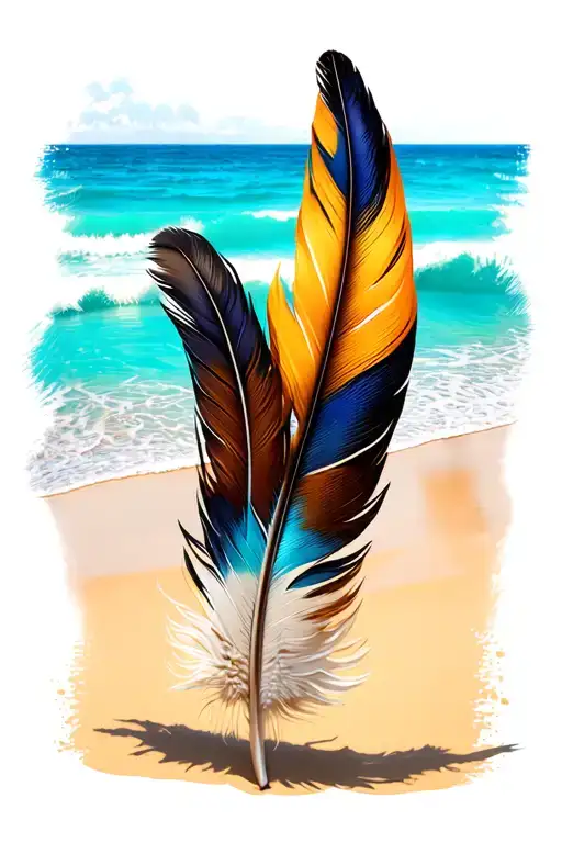 Indian Feather On The Beach Scene