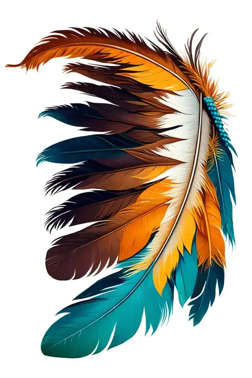 Indian Feathers On The Beach Scene