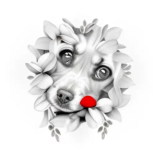 Dog Eyes Hiding Between Babong Flowers Blowing In The Wind