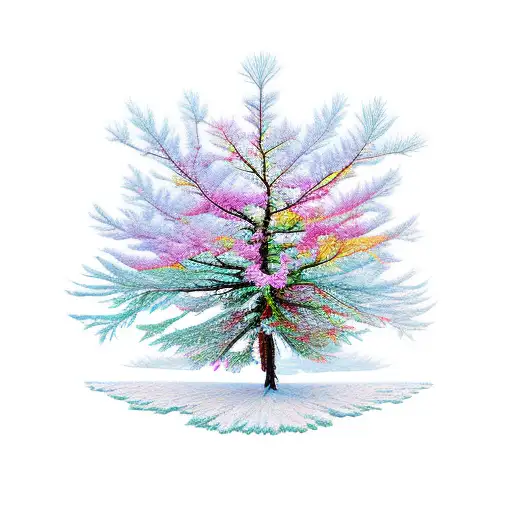 Canadian Larch Tree With Lsd Molecule And Owl Created From The Branches