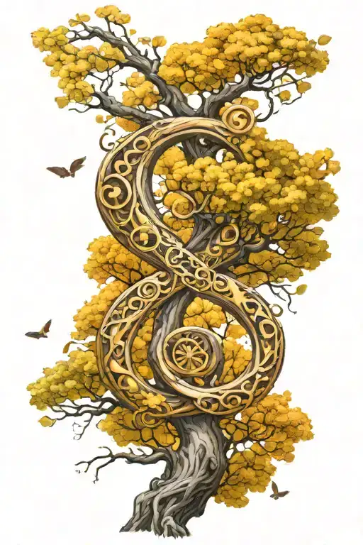 Infinity Symbol Incorporated With Citerine Gems Scattered Among The Trees