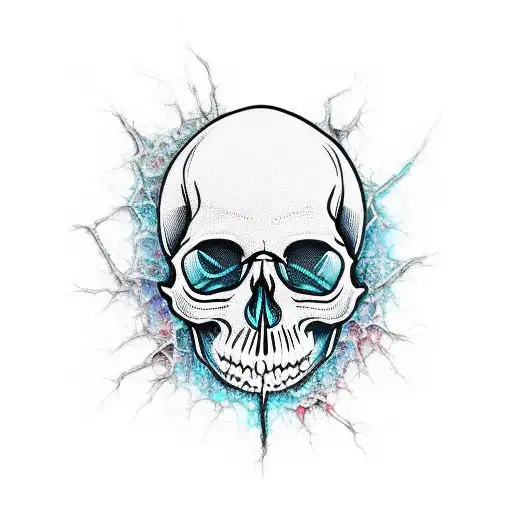 Skull With Hoddie And Glass Shards