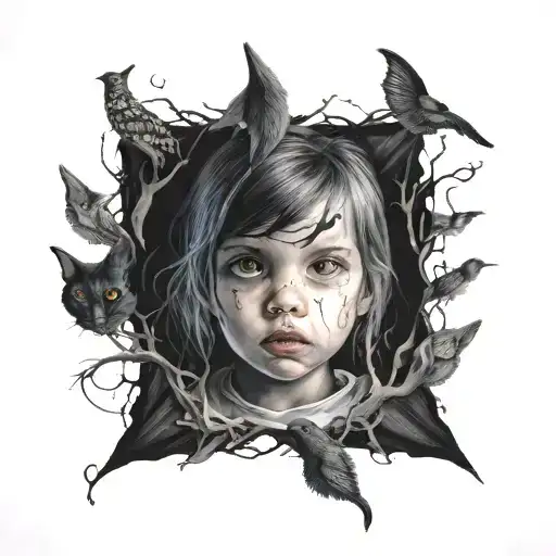 Little Girl Surrounded By A Dark Entity