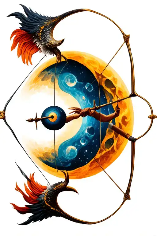 Archery And Moon Merging Together