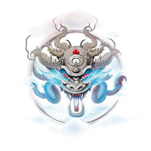 Samurai Helmet With Dragons Coming Out Of It