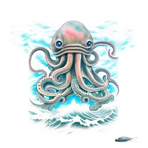 Giant Octopus Attacking A Japanese Submarine