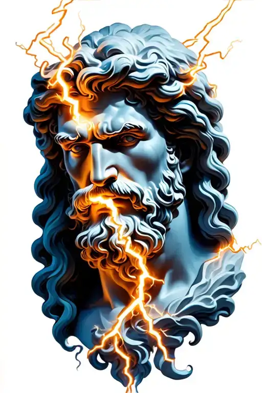 Zeus With Lightning Bolt Make All The Lightning Blue And White