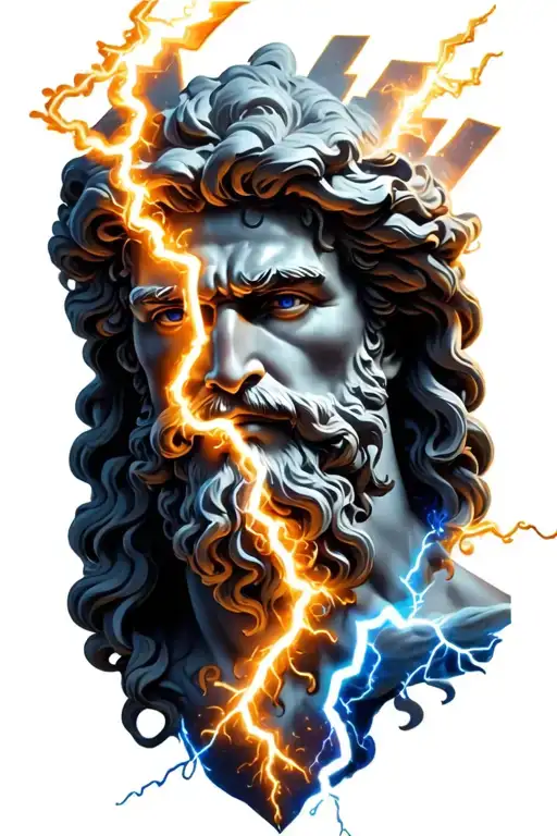Zeus With Lightning Bolt Make Lightning Blue And White