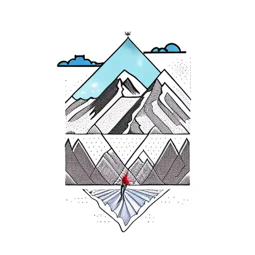 A Tattoo Design Featuring A Majestic Mountain Range With Nude Photography Of Gay Men
