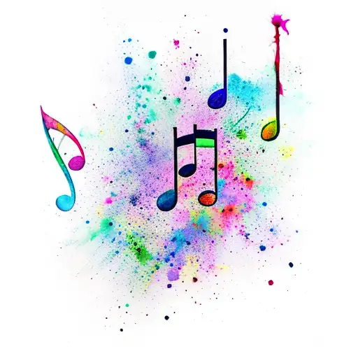 Watercolor Splatter With Music Notes