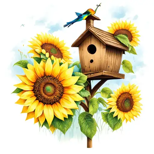 Sunflower And Birdhouse Memorial