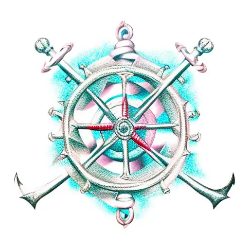 Ship Wheel And Anchor