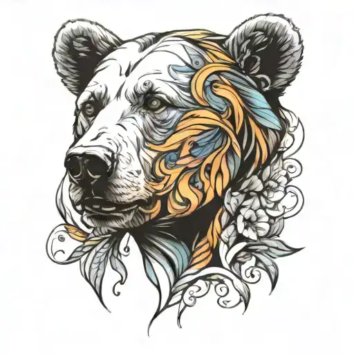 Woman's Face With Bear Outline
