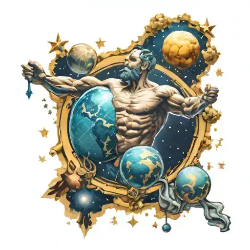 Atlas And Sky Filled With Stars