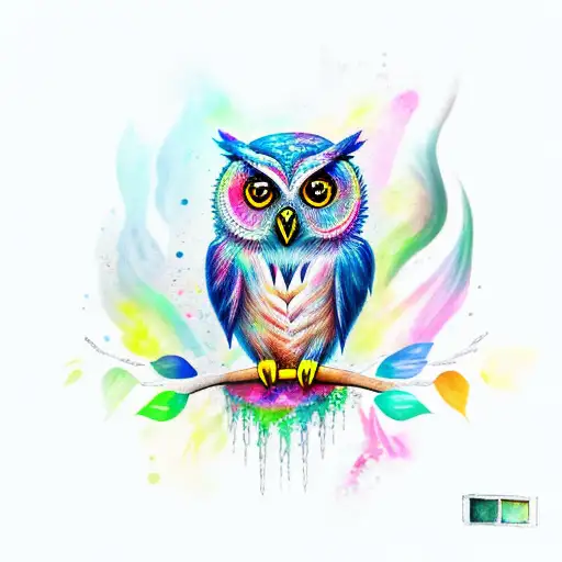 Full Body Owl With Water Colors