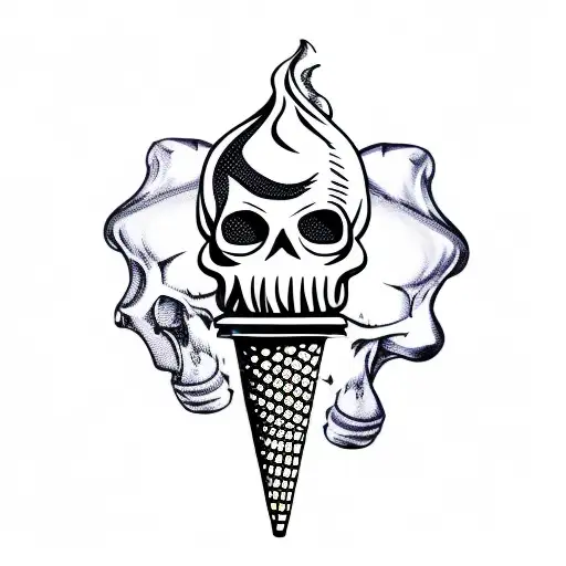 Ice Cream Cone With A Poison Skull Instead Of Ice Cream