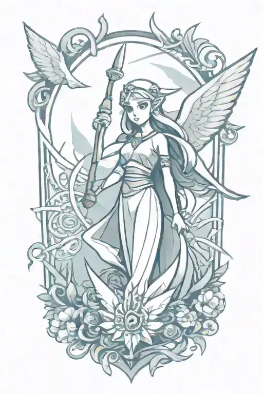 Wisdom And Light Symbol Intertwined Along With Zelda Wind Waker