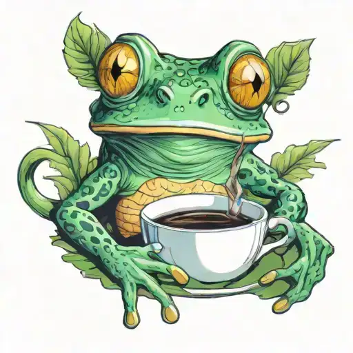Frog Drinking Coffee