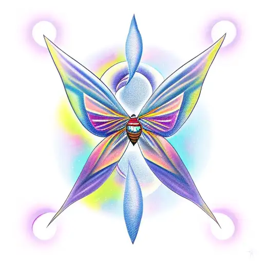 Moth With Crescent Moon In Background