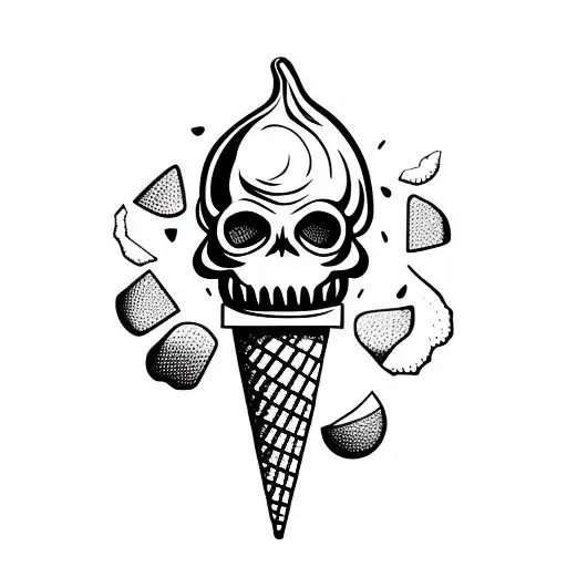 Ice Cream Cone With A Poison Skull Instead Of Ice Cream