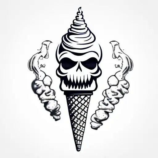 Ice Cream Cone With A Poison Skull Instead Of Ice Cream