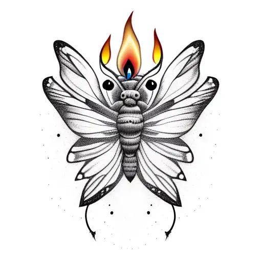 Cute Dark Moth With Burning Candle