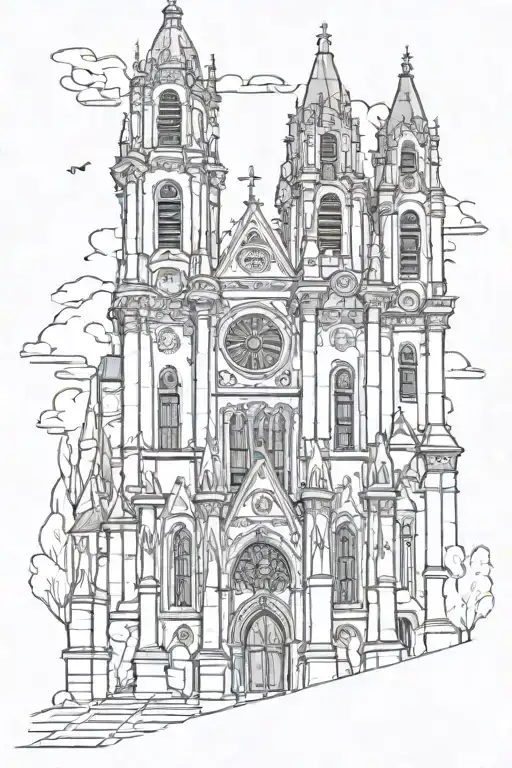 Gothic Church Towers With Background Filler