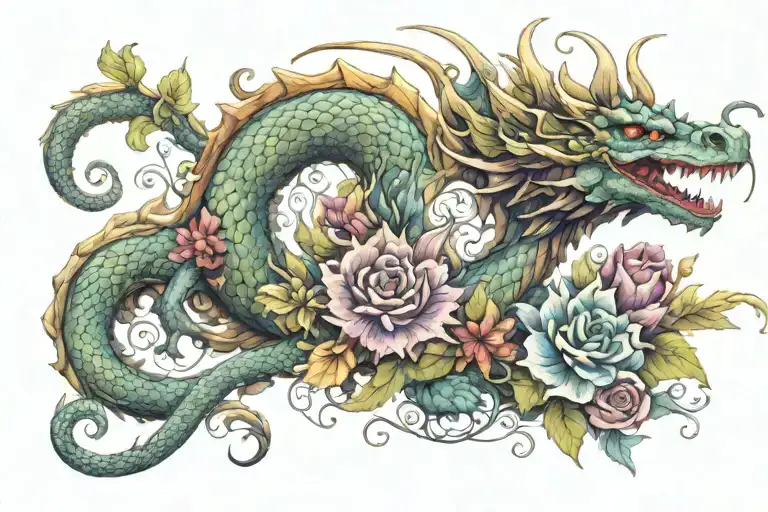 Dragon Made Only Of Flowers