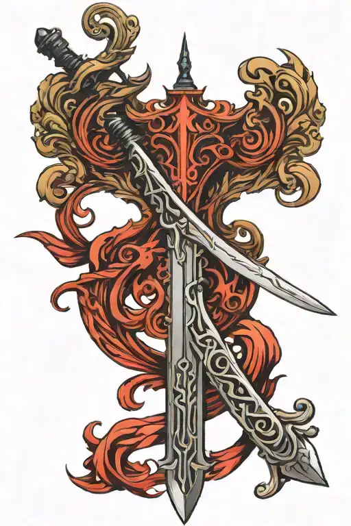 Black Color With Red Trim Sword