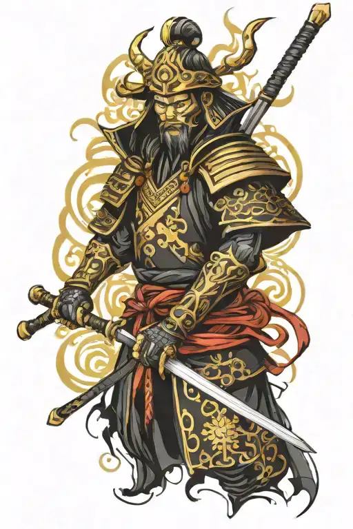 Black Color With Gold Trim Samurai