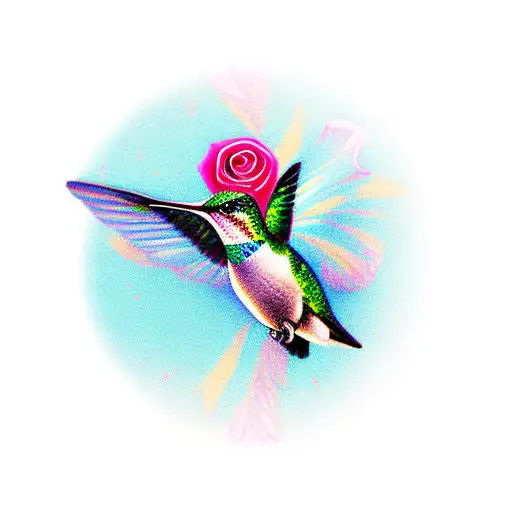 Hummingbird With A Rose