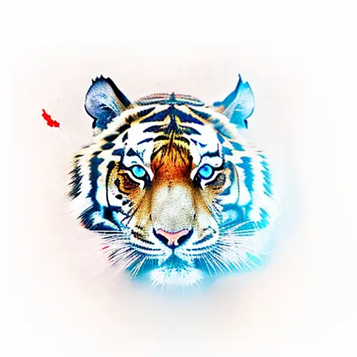 Tiger With Red Eyes And A Samurai