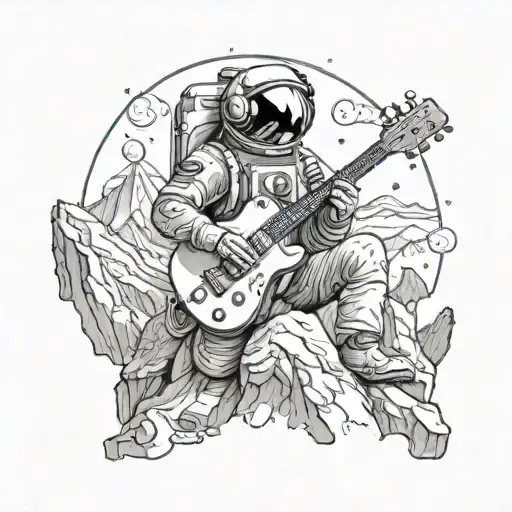An Astronaut Playing A Guitar On A Mountain Summit