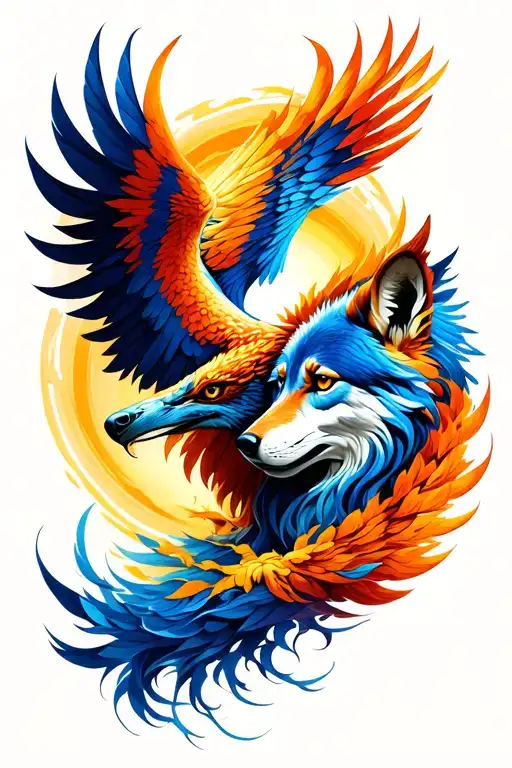 Phoenix Half Sleeve Blend With Wolf Half Sleeve