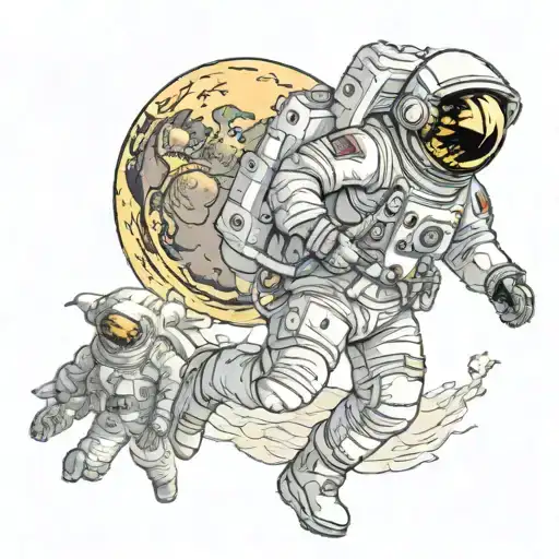 Astronaut On Unexplored Planet Surrounded