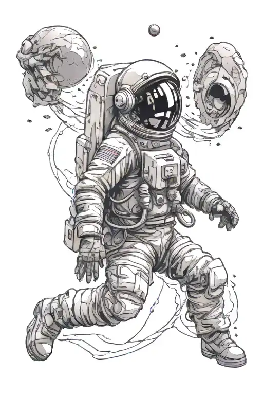 Astronaut Floating In Space Helmet