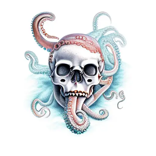 Octopus In A Human Skull Like A Succubus