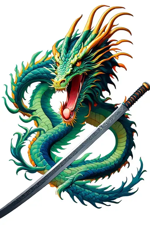 Katana Dragon Wrapped Length Wise