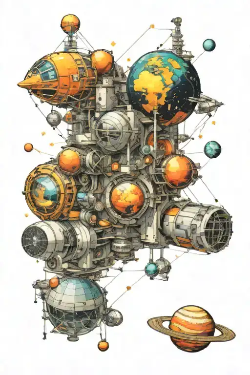 Space Station Surrounded By Planets