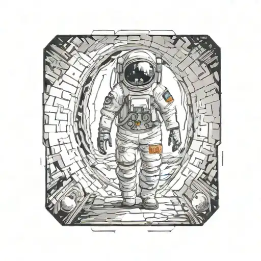 Astronaut Walking Into Massive Portal Radiating Darkness